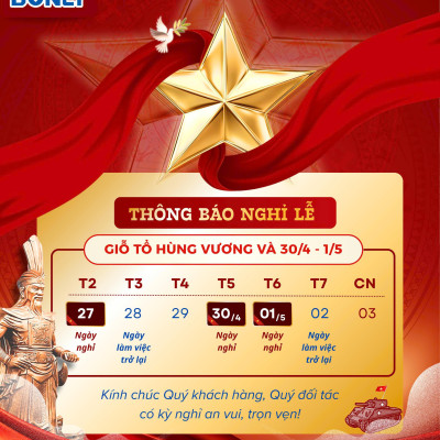 THÔNG BÁO LỊCH NGHỈ LỄ GIỖ TỔ HÙNG VƯƠNG, GIẢI PHÓNG MIỀN NAM VÀ QUỐC TẾ LAO ĐỘNG
